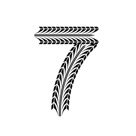 Black numbers silhouette in tire tracks form.のイラスト素材