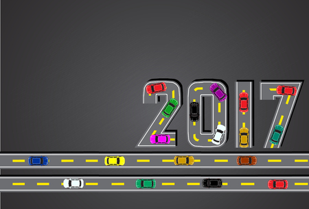The number of the year 2017 in theme  road.のイラスト素材