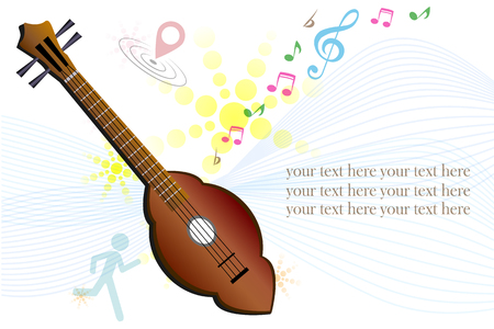 Thai folk style wooden guitar the Thai country music instrumentのイラスト素材
