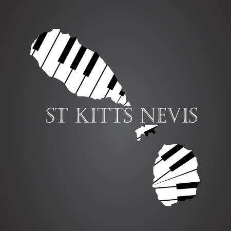 st kitts nevis map made from pianoのイラスト素材