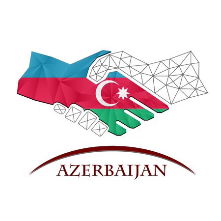 Handshake logo made from the flag of Azerbaijan.のイラスト素材