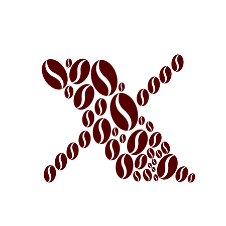 Letter x  made of coffee beans vector setのイラスト素材