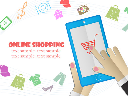 Online shopping Sale, Flat design vector illustrationのイラスト素材