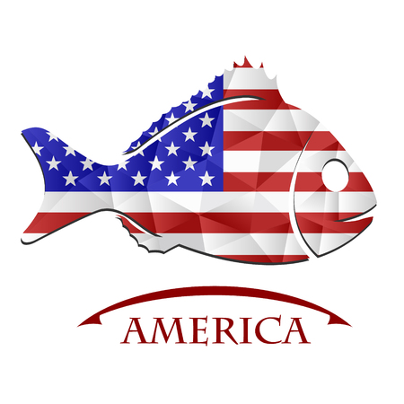fish logo made from the flag of America.のイラスト素材