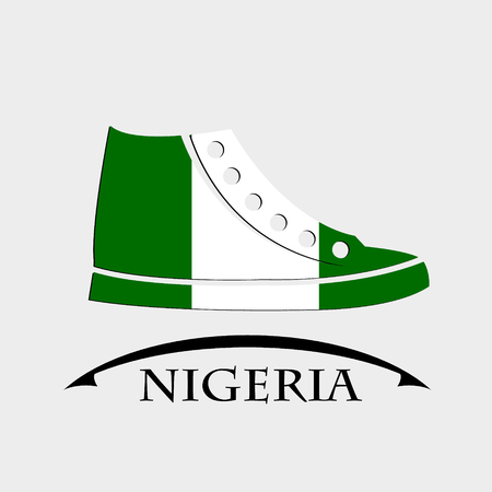 shoes icon made from the flag of Nigeriaのイラスト素材