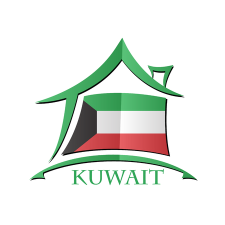 House icon made from the flag of Kuwaitのイラスト素材
