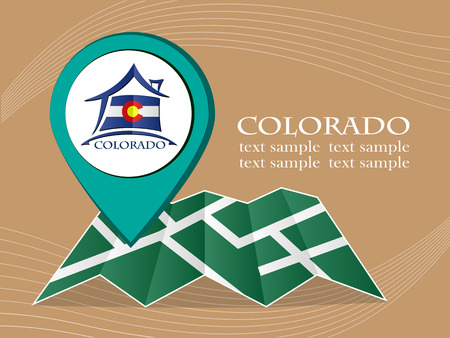 map with pointer flag Colorado vector illustrationのイラスト素材