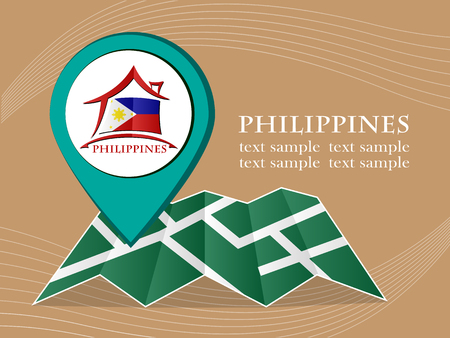 map with pointer flag Philippines vector illustration eps 10.のイラスト素材