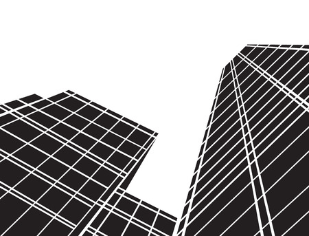 Perspective 3d Wireframe of buildingのイラスト素材
