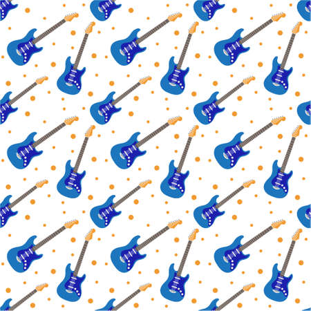 Seamless pattern with Guitar. Vector texture illustration.のイラスト素材