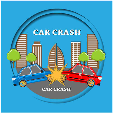 Car Crash  Poster Advertisement Flayers Vector Illustrationのイラスト素材