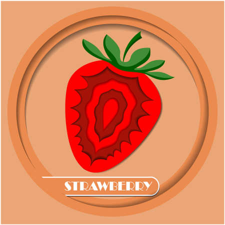 strawberry fruit with leaf icon. Poster Advertisement Flyers Vector Illustrationのイラスト素材