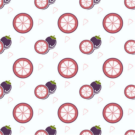 Seamless pattern mangosteen fruit, vector illustration.のイラスト素材
