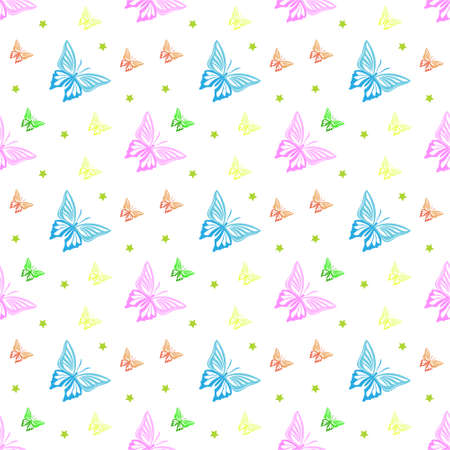 Seamless pattern with butterfly. Vector texture illustration.のイラスト素材