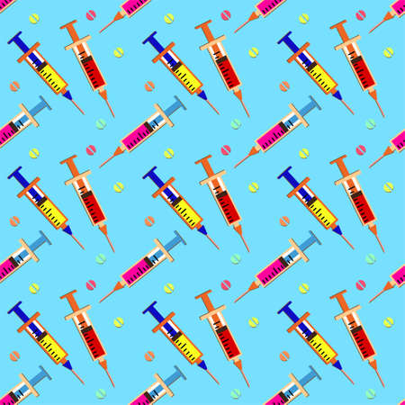 Seamless pattern with Syringe. Vector illustration.のイラスト素材