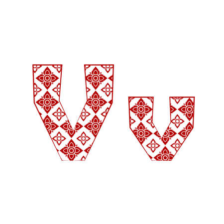 Letter V Logo Template Design made from line thai art pattern.のイラスト素材