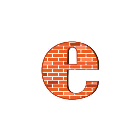 Letter e from red brick wall texture on a white background.のイラスト素材
