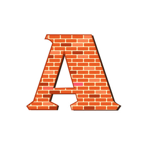 Letter A from red brick wall texture on a white background.のイラスト素材