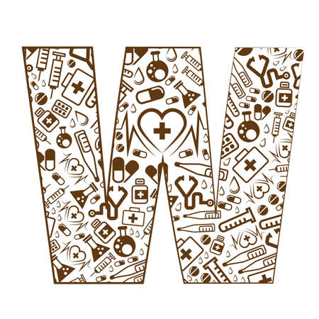 Letter W, alphabet of medicine pills.のイラスト素材