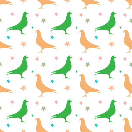 Colorful bird patternのイラスト素材