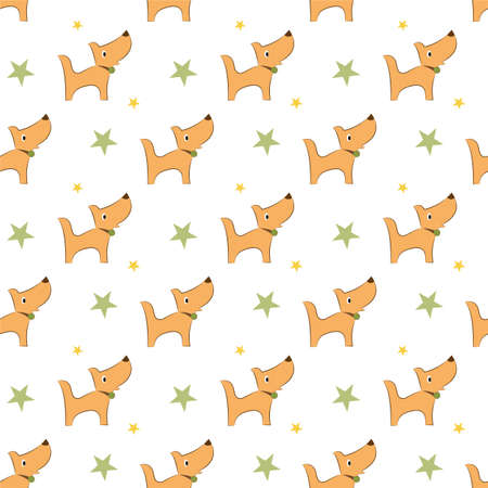 Seamless pattern dog on white background. vector illustration.のイラスト素材