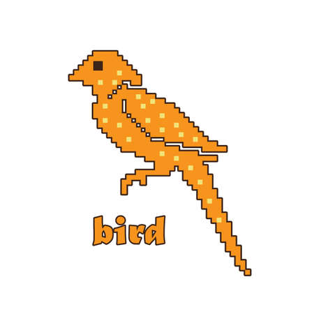 Pixel art bird on white background. vector illustration.のイラスト素材