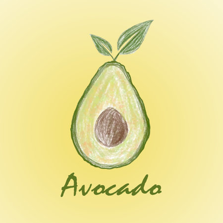 avocado on yellow background. vector illustration.のイラスト素材