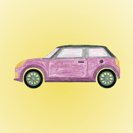 Car on yellow background. vector illustration.のイラスト素材