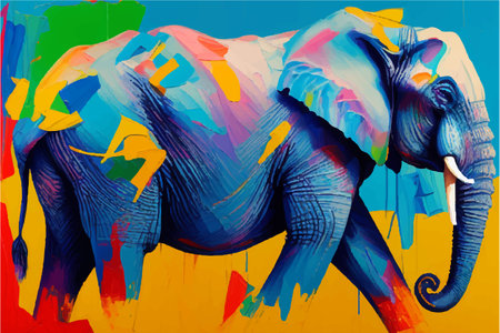 elephant vector watercolor hand painted; Generative AI illustration.の素材