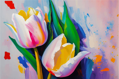 Tulip flower watercolor hand painted vector illustration esp 10.のイラスト素材