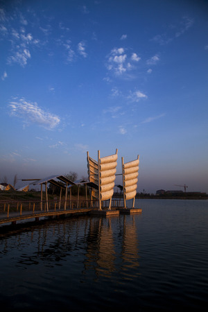 The water sails boatの写真素材