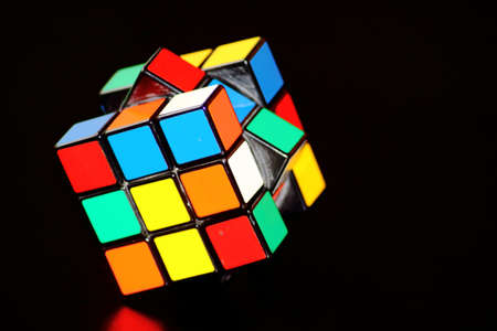 Rubik's cube isolated on black backgroundのeditorial素材