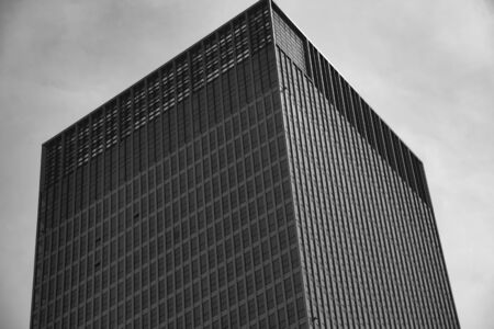The simple structure and lines of modern commercial buildings in the city center