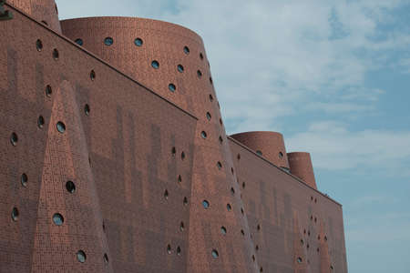 Tianjin Binhai New Area Cultural Center Science and Technology Museum has a unique exterior colorのeditorial素材