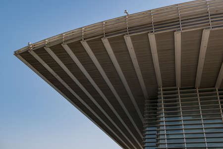 A huge corner of the modern public building in the cityのeditorial素材