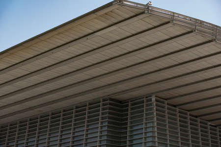 A huge corner of the modern public building in the cityのeditorial素材