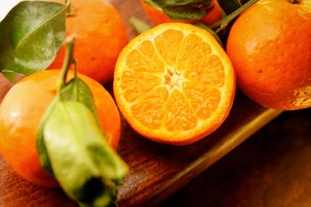 Mandarin orange, juicy and healthy fruit, looks delicious.の写真素材