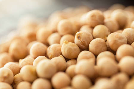 Chickpeas close-up, protein dietary fiber beansの写真素材