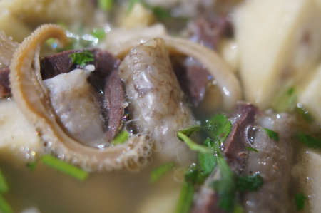 A bowl of haggis soup, close-upの写真素材