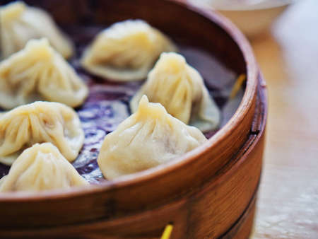 Soup dumplings Close-upの写真素材