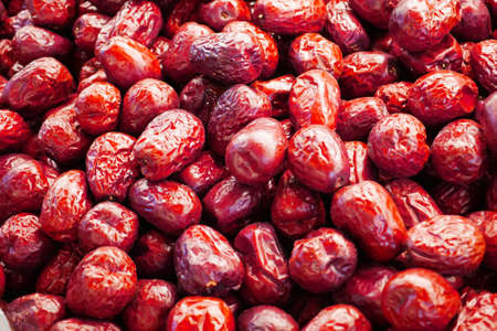 Bunch of red dates natural macro close-upの写真素材