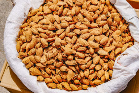 American almonds, sold in the street marketの写真素材