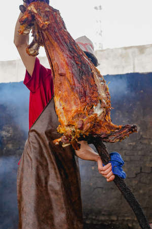 Roasted whole lamb