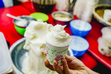 Traditional handmade homemade ice creamの写真素材