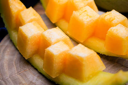 Fruit cantaloupe close-up, studio photo