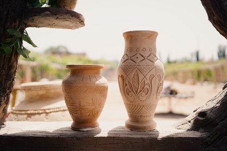 Retro village and earthenware decorationの写真素材