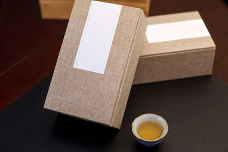 Tea gift carton packaging blank design kraft paper bagの写真素材
