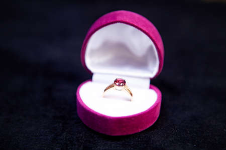 Ruby ring in jewellery box