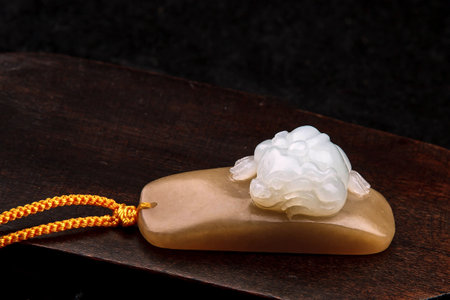 White jade jewelry Hotan, Xinjiang, Chinaの写真素材