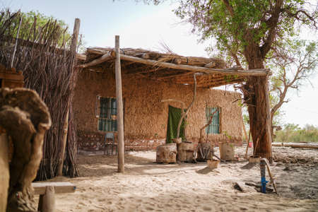 Village in the summer desertのeditorial素材